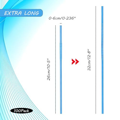 Pitillos flexibles de plástico largo 26 cm, pack 100 miniatura 2