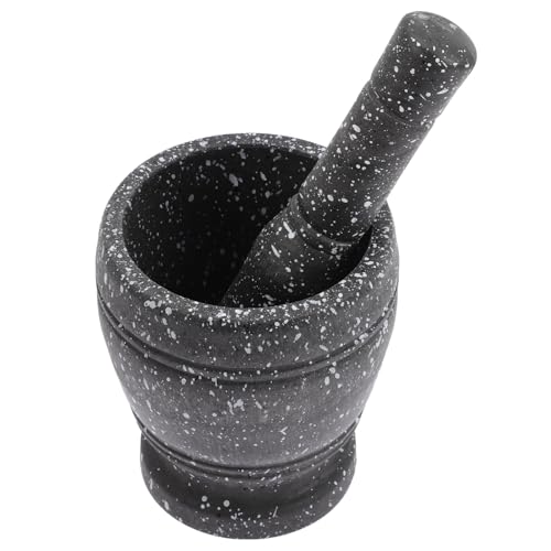 COOPHYA Mortero y Machacador de Ajo para Moler Alimentos Hogar Diseño de Mármol de Plástico Utensilio Funcional para Cocina