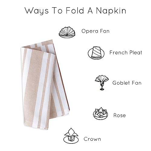 Encasa XO Cotton Cloth Napkins Set of 12, 17"x17" | Washable & Reusable Dinner Napkins Franca Beige Stripes Table Napkins for Farmhouse, Wedding, Holiday, Party & Everyday Dining by Encasa XO - Image 5