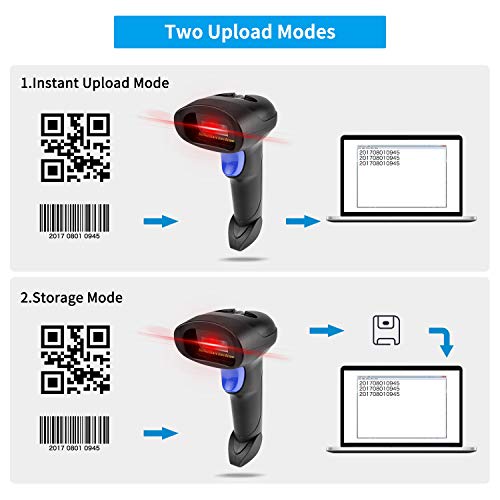 Scanner de código de barras sem fio 1D 2D com suporte, leitor de código QR automático portátil Netum