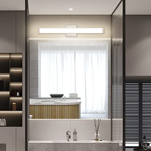 Image of 24 inch LED Vanity Light, 14W 5CCT Dimmable, Brushed Nickel | Wall Bar Light, Rust & Moisture Resistant, Dimmable 2700K-5000K, Energy-saving, moisture-proof, Dresser Bathroom over Mirror