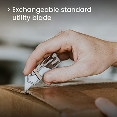 Aerocrafted Sideslip Utility Knife - Everyday Carry, Heavy Duty Retractable, Sharp Razor Blade Made In The Usa (Titanium/Bronze, Right-Handed) #TOP4