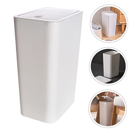 Caneca de basura rectangular con tapa, plástica y compacta miniatura 2