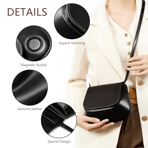 Image of MFFOR Small Crossbody Bags, Leather Purses for Women, Cross Body Purse | Genuine leather, 8.2*3.1*6.2inch, Magnetic clasp, Adjustable strap, Solid color, Sleek design