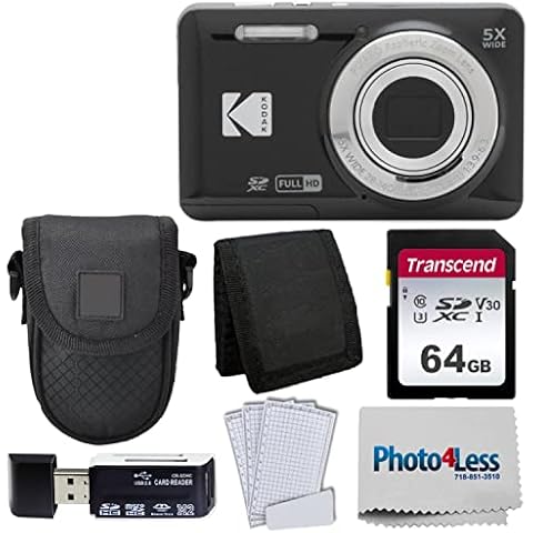 Kodak PIXPRO FZ55 Digital Camera (Black) + Black Point & Shoot Camera Case + Transcend 64GB SD Memory Card + Tri-fold Memory Card Wallet + Hi-Speed SD USB Card Reader + More! Cover