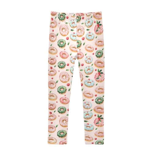 senya Girls Printed Leggings Yoga Pants Christmas Donuts Pattern for Kids in 4t to 10 Years, 4T