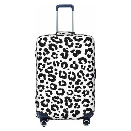 trendy black white Leopard print Travel Luggage Covers - Elasticity Suitcase Covers Protector for Luggage 18-32 Inch