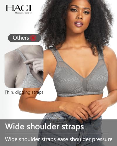 Image of HACI Women Minimizer Bra Full Coverage Everyday Wirefree Unpadded Plus Size