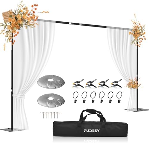 SLOW DOLPHIN Pipe And Drape Photography Backdrop Stand Kit Adjustable Photo Background Stand 10 3ft X 6 4ft With Metal Base For Parties Weddings Birthday Party Events Photo Booth - View #8