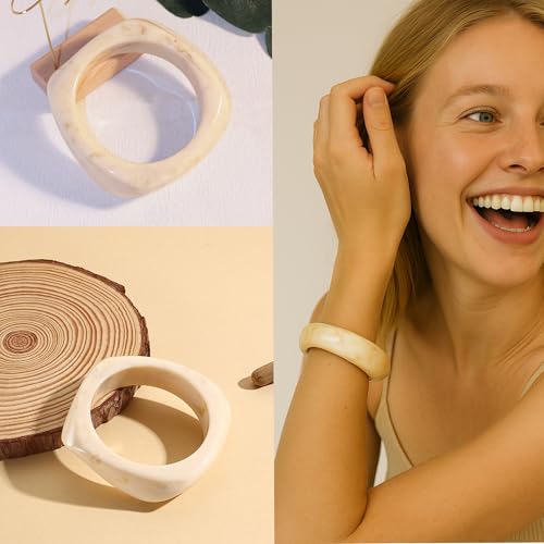 7 Pcs Colorful Acrylic Resin Bracelets Set Irregular Geometric And Round Bangles Colorful Acrylic Square Cuff Wristbands for Women4