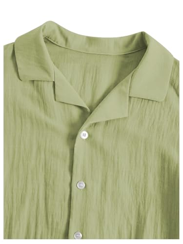 Image of Verdusa Boy's 2 Piece Sets Linen Set Going Out Summer Outfits Button Up Shirt and Pants Set Matching Sets
