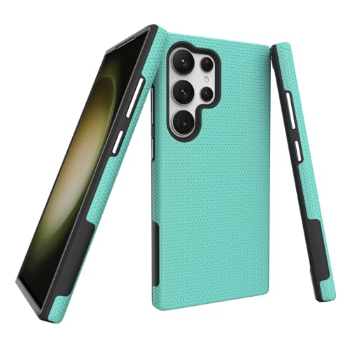 Image of NOXO Ultra-Hybrid Triangle Back Case Cover for Samsung Galaxy S24 Ultra, | Shockproof Design | Camera Protection | Soft TPU & Rugged PC | Bumper Case Cover for Samsung S24 Ultra, (Mint Grean)