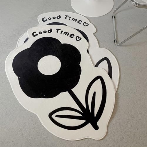Tapis de douche doux en fleur noir antidérapant de bain - 3