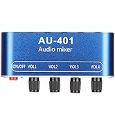 Mini Stereo Mixer 4 in 1 Out Volume Adjustment 3.5mm Sound Selector Amplifier for PC Laptop Headp...