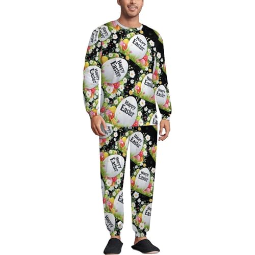 Generic - Ensemble de pyjama pour homme Happy Easter avec haut à col rond et pantalon de jogging doux, Style :, S