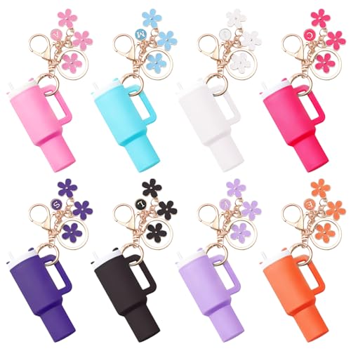Wchoicsy 8 Pack Mini Tumbler Keychain Compatible with Stanley Cup Mini Cup Keychain Chapstick Holder for Women Girls