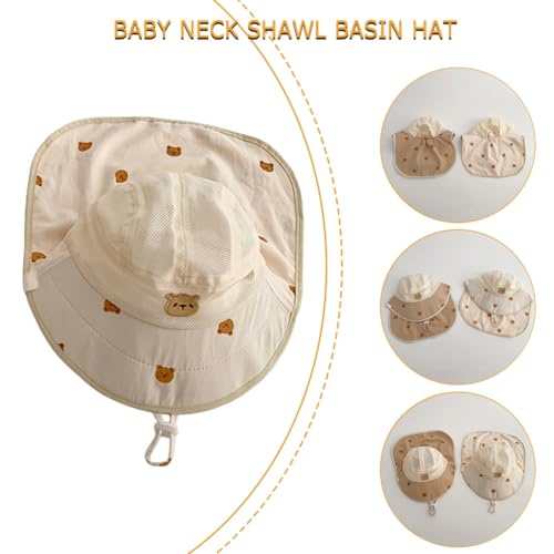 Kids Sun Protections Hat with Neck & Ear Adjustable Beach Hat Child Travel Hat Portable Sun Hat for Boy & Girls Beige4