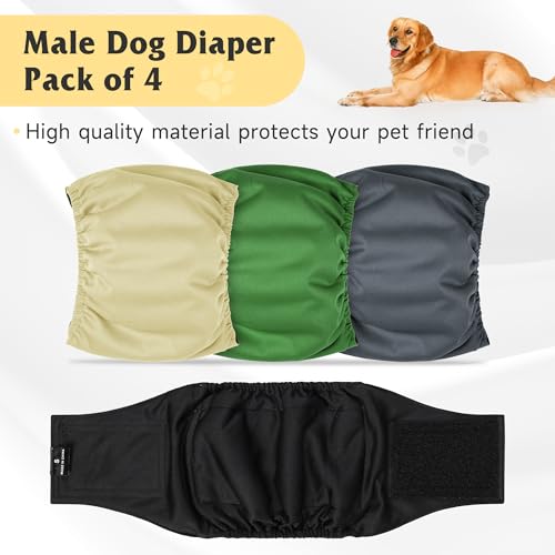 Image of 3 Pack Dog Diapers Male Reusable, High Absorbing Washable Dog Wraps, Male Dog Belly Band for Dogs with Incontinence or Frequent Urination(Large, White)