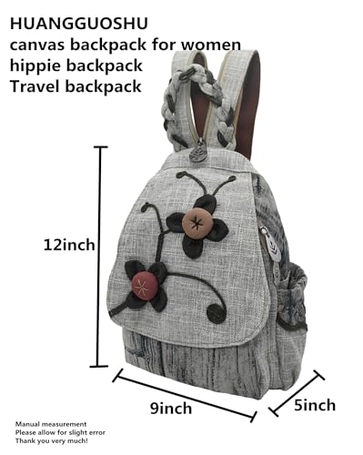 Image of Womens Boho Cotton Hemp Cloth Backpack Boho Vintage Embroidered Casual Purse Handbags Messenger Bag Tomato