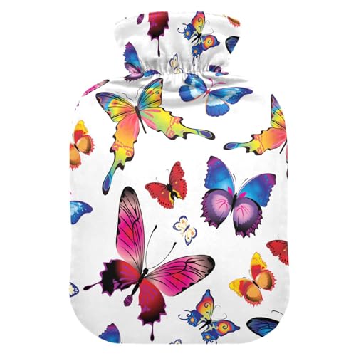 Butterfly Hot Water Bottle with Cover Hot Water Bottles for Pain Relief Water Heating Pad Heating Bag for Arthritis, 1L