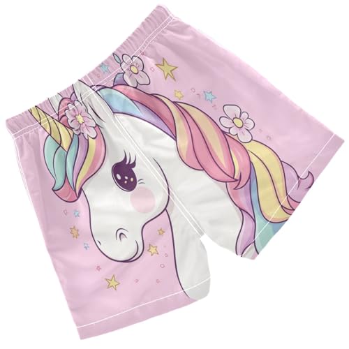 Pigsaly Boys Swim Trunks A Unicorn Head Flower Boys Board Shorts Swimsuit Swimwear Summer Bathing Suit S2