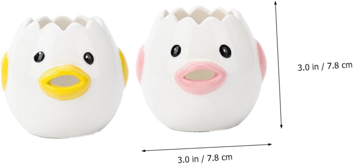 2 Pcs Cute Ceramic Egg White Separators Practical Kitchen Baking Tools for Simple Egg Yolk Filtration and Extraction for Home Coffee Shop Hotel Use