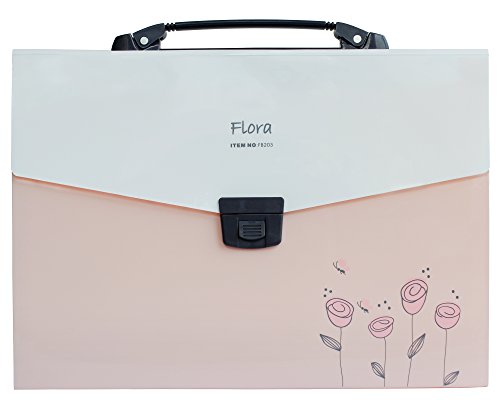 Shuter Accordion Expanding File Folder, 13-Pockets,A4 Size, Handle and Tabs, Buckle Closure (Pink)