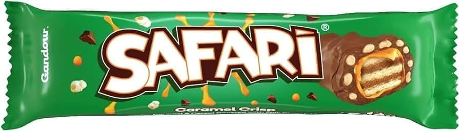 Image of Gandour Safari Caramel Crunch Chocolate Bar, Green Jungle Theme Packaging Each 32g X Pack Of 12 (From UAE)