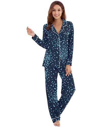 Image of WiWi Viscose from Bamboo Women's Pajamas Set Super Soft Button Down Top and Pants Sleepwear Cooling Pjs S-3X