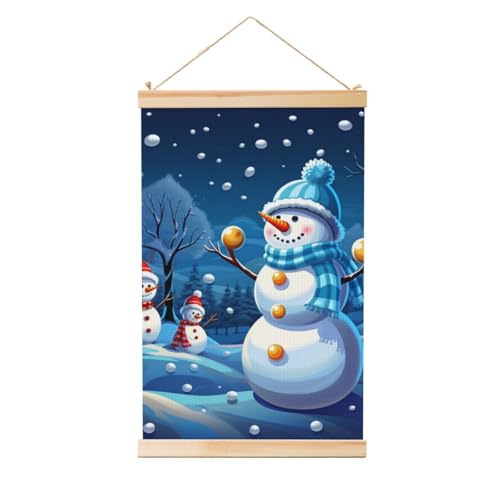 Peinture murale bonhomme de neige impression sur toile cadres en bois 91 cm