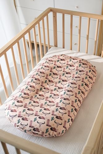 Image of Little Jump 2 Pack Baby Lounger Cover, Stretchy and Soft Newborn Lounger Cover, Infant Lounger Slipcover for Boys Girls, Covers Only Cowgirl Boots hat Highland Cows Floral (2 Pack Cowgirl)