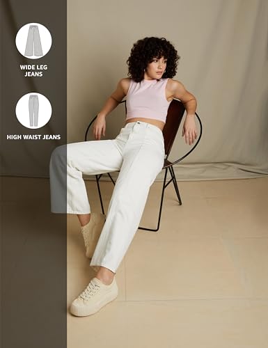 Image of Amazon Brand - Symbol Women Baggy Wide Leg Jeans (High Rise | Full Length) (Available in Plus Sizes)