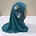 Girl Muslim Turban One Piece Floral Hijab Modest Fashion Al Amira Islamic Long Shawl Head Wrap Arab Kid Sequin Headwear Scarf Green, 4-8 Years