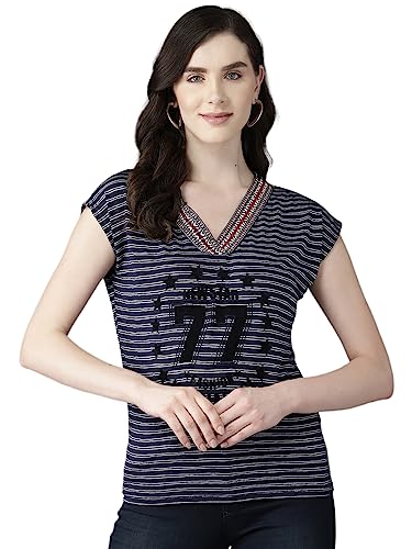 Image of Aarika Womens Navy Blue Color Nylon Top