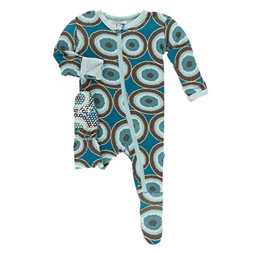 Image of KicKee Pants Print Footie with Zipper, Fitting Long Sleeve Pajama Baby Bodysuit, Ultra Soft Everyday One Piece Loungewear