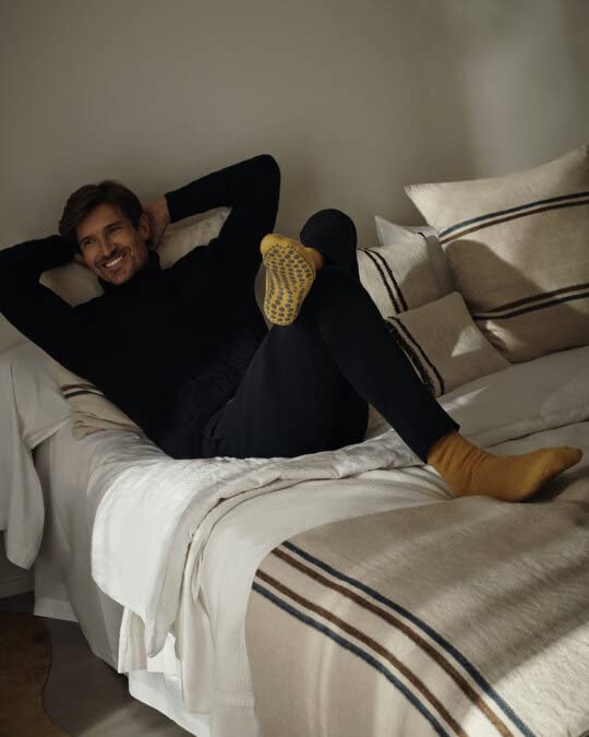 FALKE Men's Homepads Slipper Socks, House Socks for Winter and Fall, Sole Grips, Cozy Warm, Cotton Merino Wool, Blue (Dark Blue 6690), 6.5-9, 1 Pair4