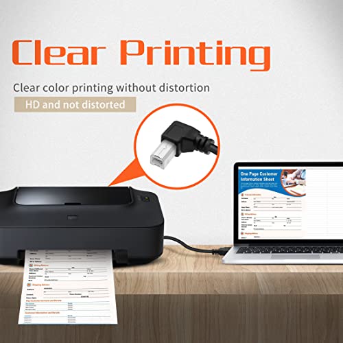YACSEJAO USB Printer Cable 90 Degree USB 2.0 A Male to B Male Printer Scanner USB B Cable Cord with 480Mbps High Speed Printing - Image 4