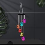Pierres solaires de vent en extérieur Paw Print LED Vent Chime Lampe Couleur Changement de vent Chimes pour l'extérieur imperméable solaire Éclairage de vent pour extérieur Patio Jardin Décor