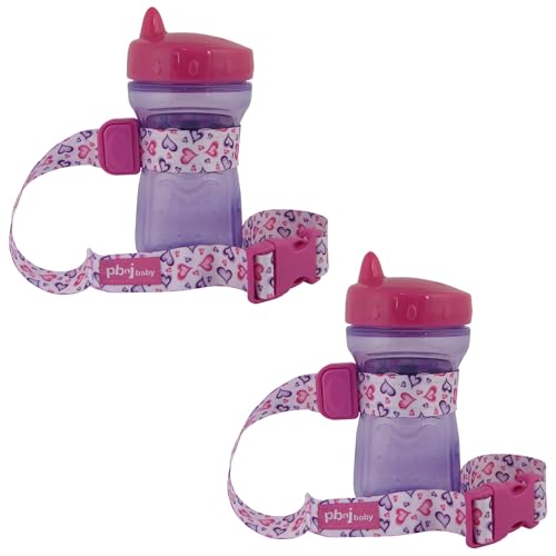 Image of PBnJ Baby SippyPal Sippy Cup Holder Strap Leash Tether (Hearts 2-Pack)