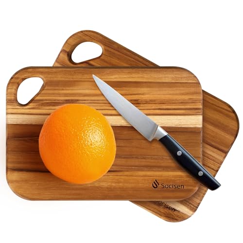 Pack de 2 tablas pequeñas rectangular de madera de teca miniatura 1
