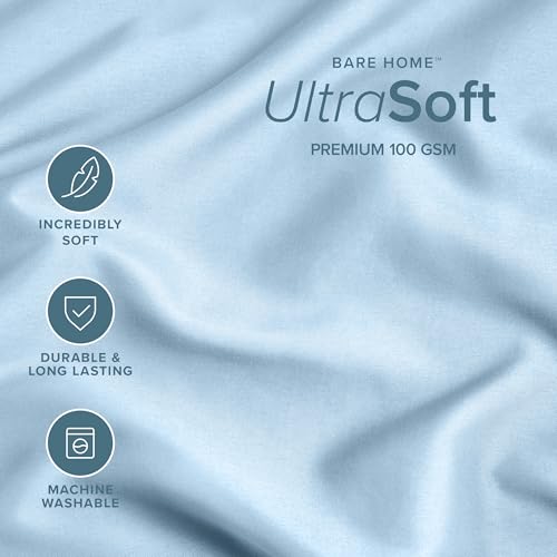 Image of Bare Home Microfiber Pillow Cases - Standard /Queen Size Set of 2 - Cooling Pillowcases - Double Brushed - Light Blue Pillowcases 2 Pack - Easy Care (Standard Pillowcase Set of 2, Light Blue)