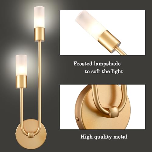 Image of HYDELITE Modern Wall Sconce Gold Wall Light Brass Vanity Light for Bathroom Bedroom Living Room Kitchen LED G9