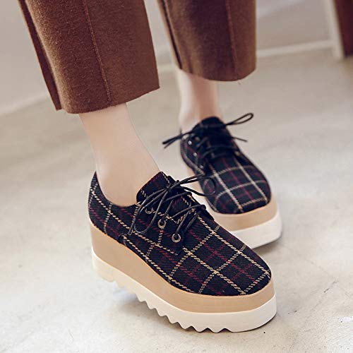 SaraIris sapato Oxford plataforma vintage feminino anabela com cadarço e bico quadrado brogues casua