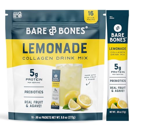 Bare Bones Lemonade Collagen Peptides Powder Drink Mix Packets | 5g Protein