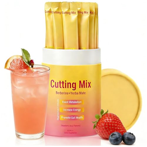 Foesdker Cutting Drink Mix Supports Satiety Signaling & Gut Health with Berberine Chromium Yerba Mate & 5-HTP Sugar-Free Vegan Non-GMO | Strawberry Aa 30 Sticks