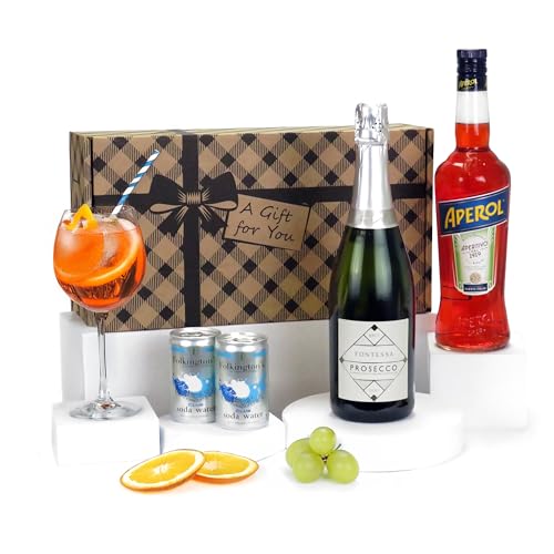 Italian Aperitivo Spritz Gift Set with Prosecco & Soda Cocktail Hamper with Spirits & Mixers (Standard Gift Box)