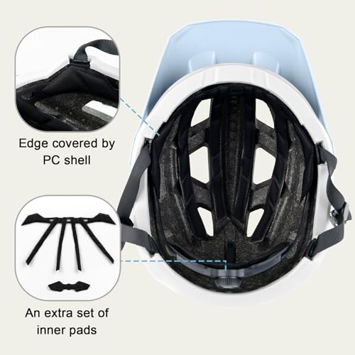 OUWOR Bike Helmet for Adult, Lightweight MTB Helmet with Adjustable Visor for Mountain/Road Cycling, 2 Sizes for Men Women (Blue) - Thumbnail 5