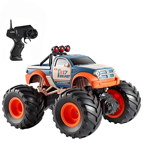 TUOSTART Ferngesteuertes Auto, 1:18 RC Auto, 2,4 GHz Ferngesteuerter Monstertruck 2 Akku, 2WD mit 15 KM/H Hochgeschwindigkeits, All Terrains Elektrisches Spielzeug Offroad RC Fahrzeug LKW für Kinder