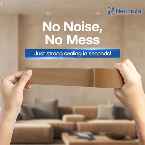 Image of Neomate Low Noise Brown BOPP Packaging Tape | 48mm x 50m, Pack of 2 |Heavy-Duty Durable Tan Tape for Packaging, DIY