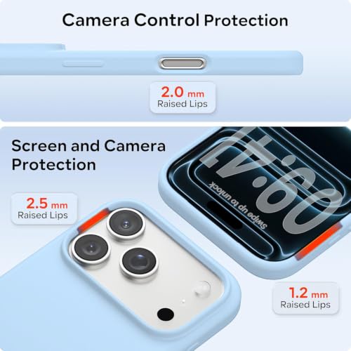 Image of DIZORO Compatible with (iPhone 18 Pro Max Case)(2026), Liquid Silicone 3 Layers Full Covered Soft Gel Rubber Phone Case,Shockproof Protective Cover with Anti-Scratch Microfiber Lining-Ice Blue